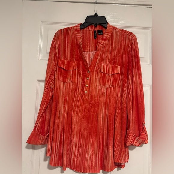 Tops - Women's Red Button-Up Blouse